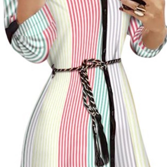 Colorful Striped Midi Dress - Picture 2 of 7